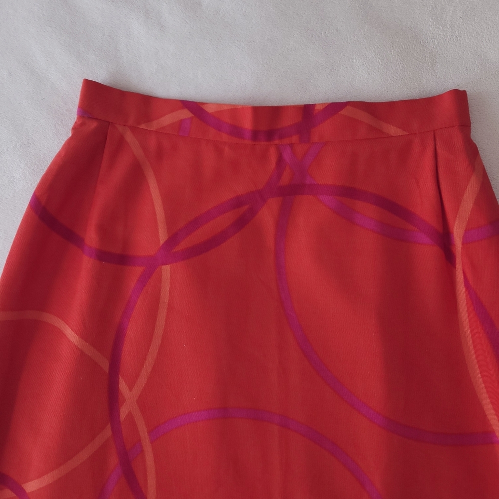 Vintage Swedish Brand Rudholms Bold Red-Orange Full Length Cotton Skirt SMALL - Picture 5 of 12